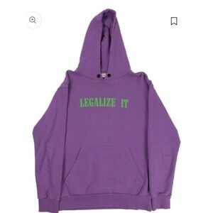 Palm Angels Legalize It Distressed Design Hoodie Men Purple XS w/COA $600 Retail